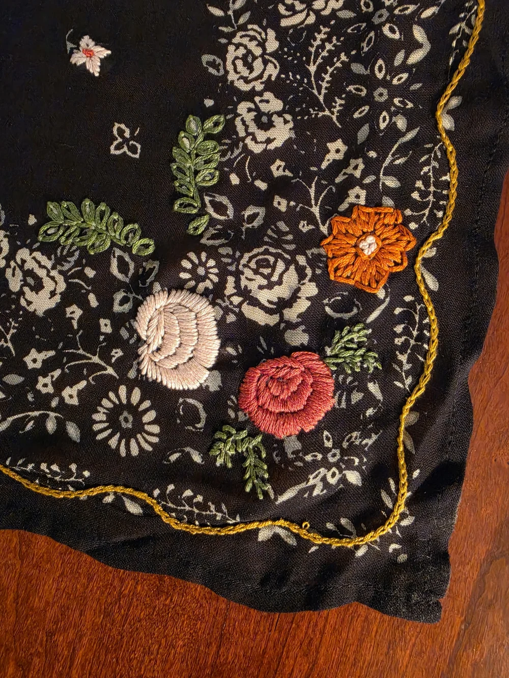 Chan Luu Black Embroidered Bandana